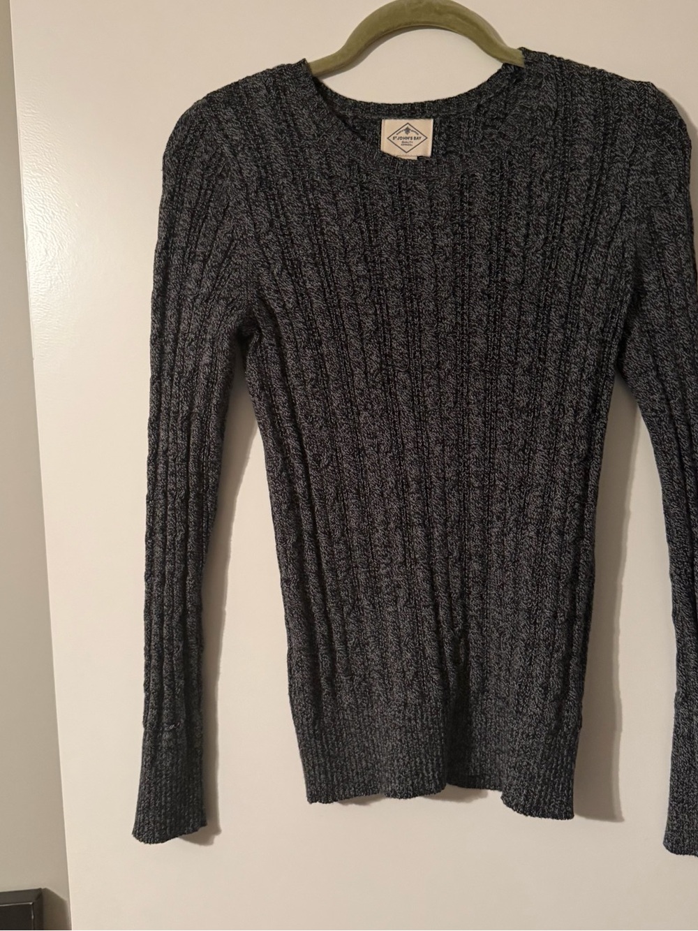 St. John's Bay Women's Ribbed Crewneck Sweater - Charcoal Gray